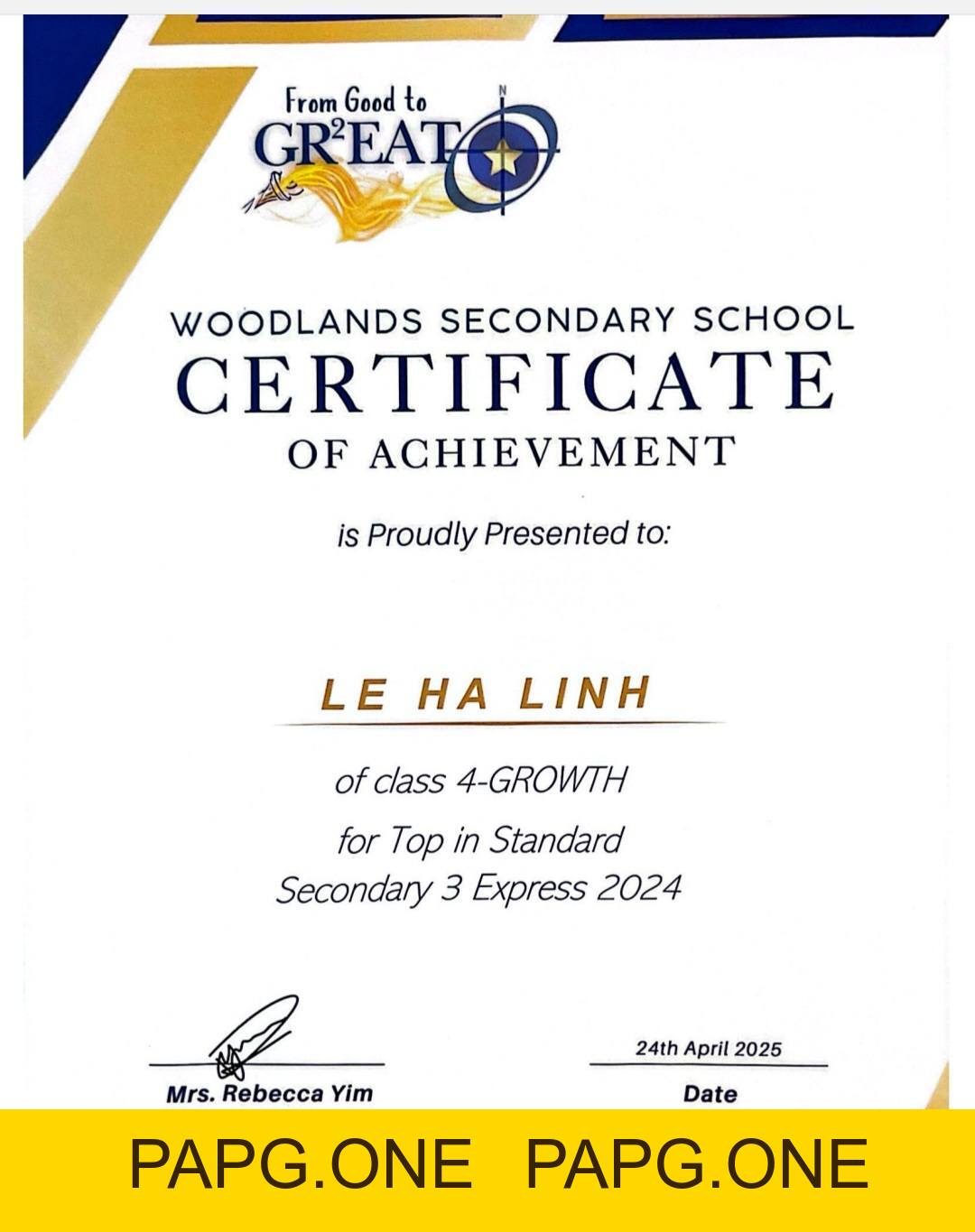 Chúc mừng cô học trò Lê Hà Linh - papg.one